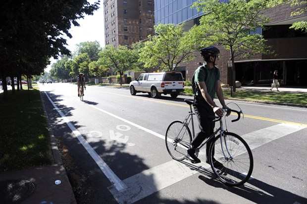 Bicyclist Stopped at Signal