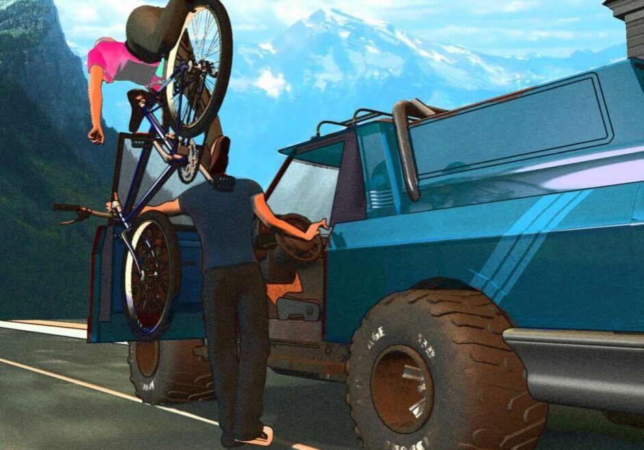 a car door open and a cyclist getting his by it